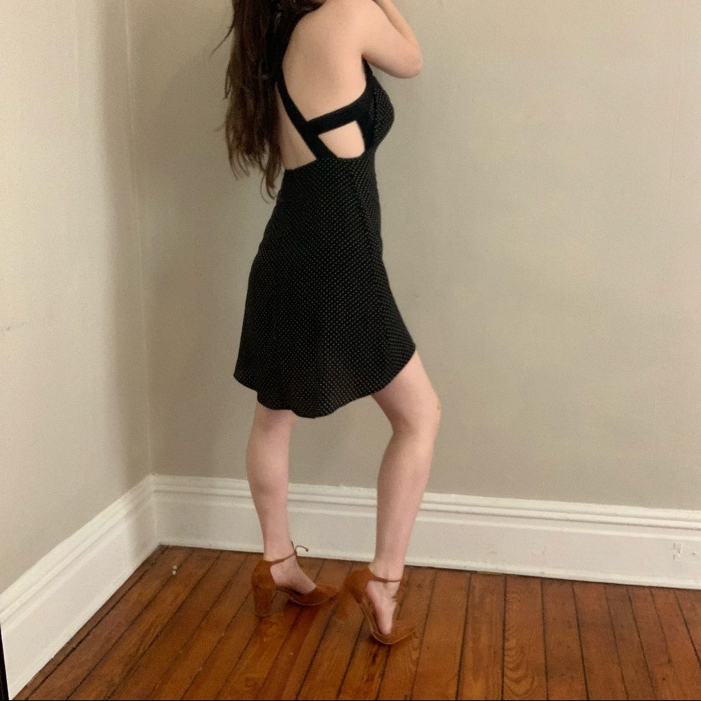 Urban Outfitters Black polka dot strappy cut out dress